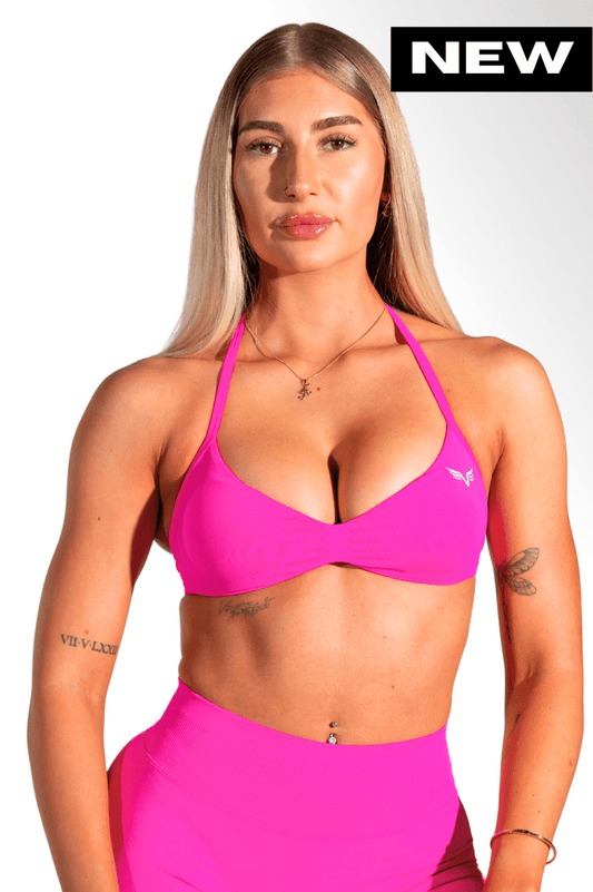 Club Athletica Flex Seamless Ruched Crop Top Neon Pink