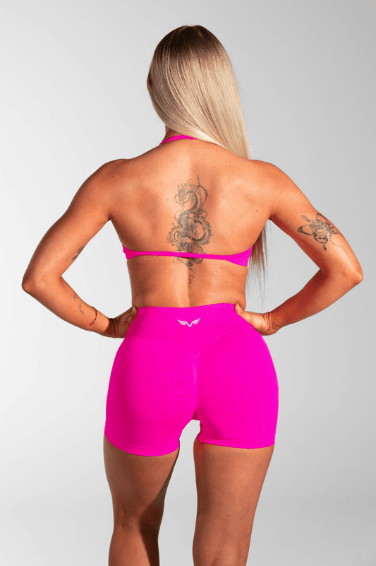 Club Athletica Flex Seamless Ruched Crop Top Neon Pink