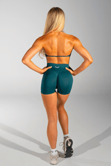 Club Athletica Flex Seamless Ruched Crop Top Pine Green