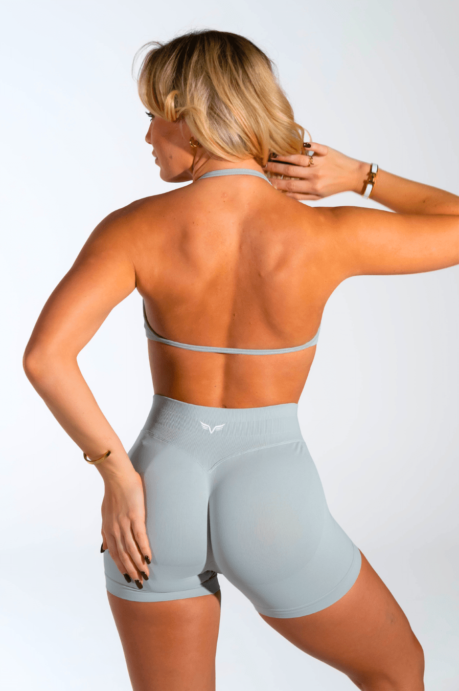Club Athletica Flex Seamless Ruched Crop Top Sage Grey