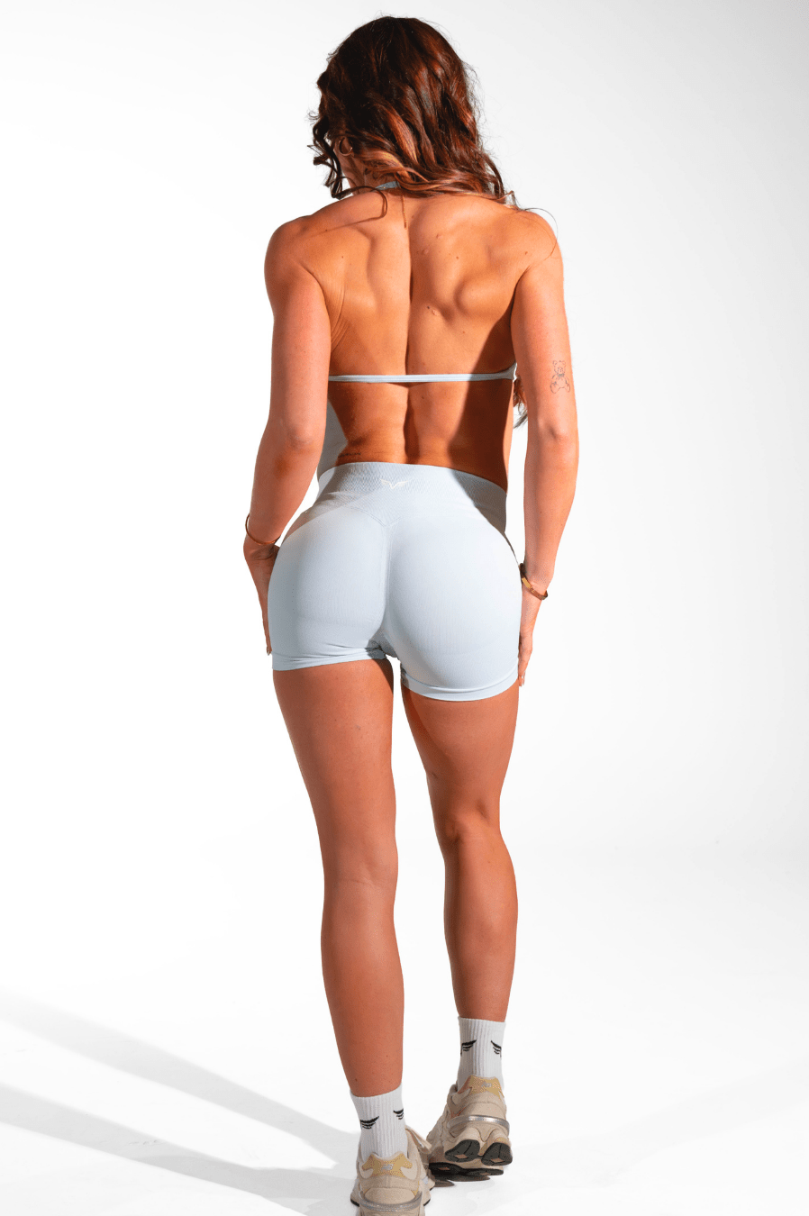 Club Athletica Flex Seamless Ruched Crop Top Silver Blue