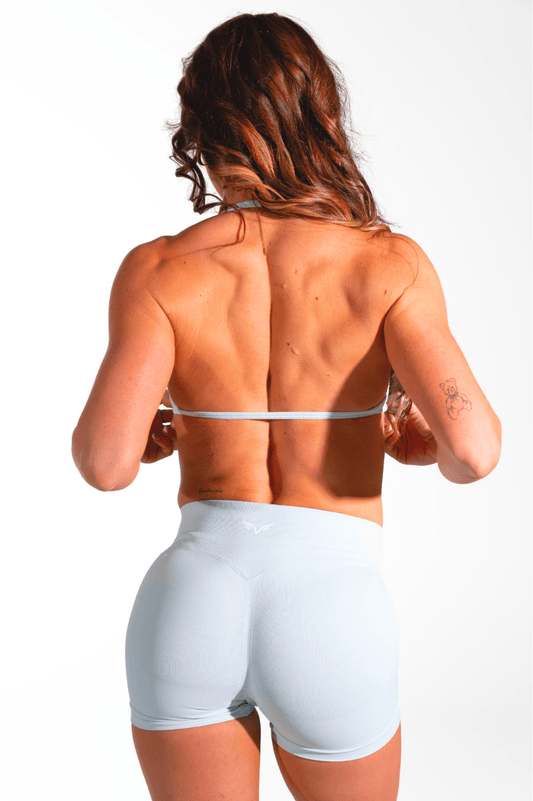 Club Athletica Flex Seamless Ruched Crop Top Silver Blue