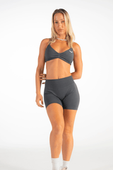 Club Athletica Flex Seamless Ruched Crop Top Stone Grey