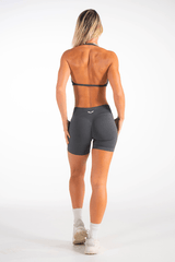 Club Athletica Flex Seamless Ruched Crop Top Stone Grey