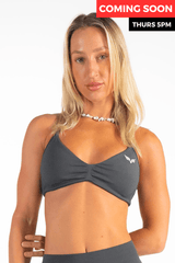 Club Athletica Flex Seamless Ruched Crop Top Stone Grey