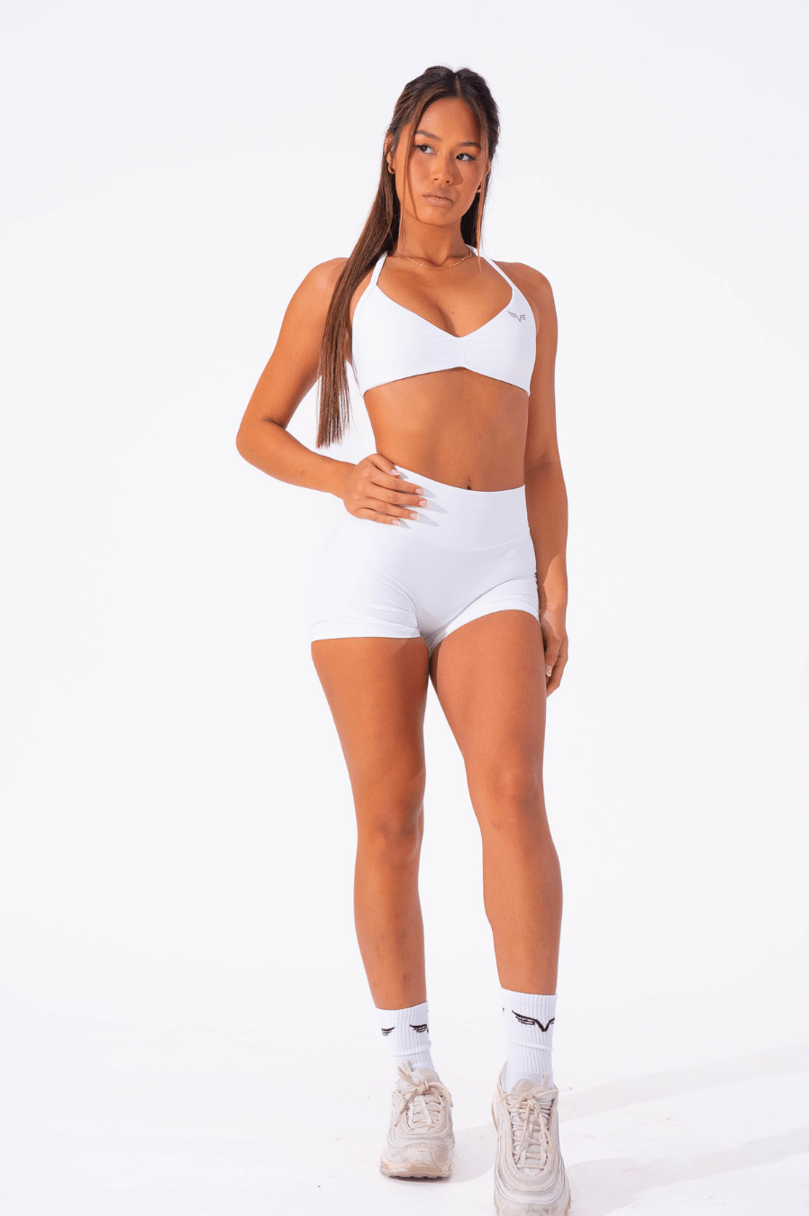 Club Athletica Flex Seamless Ruched Crop Top White