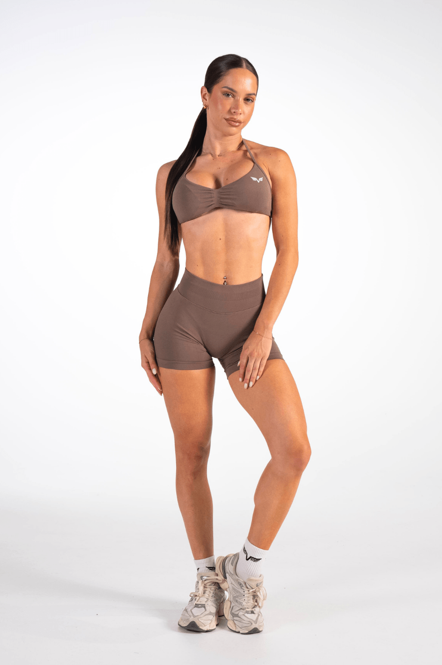 Club Athletica Flex Seamless Scrunch Shorts Coffee Brown