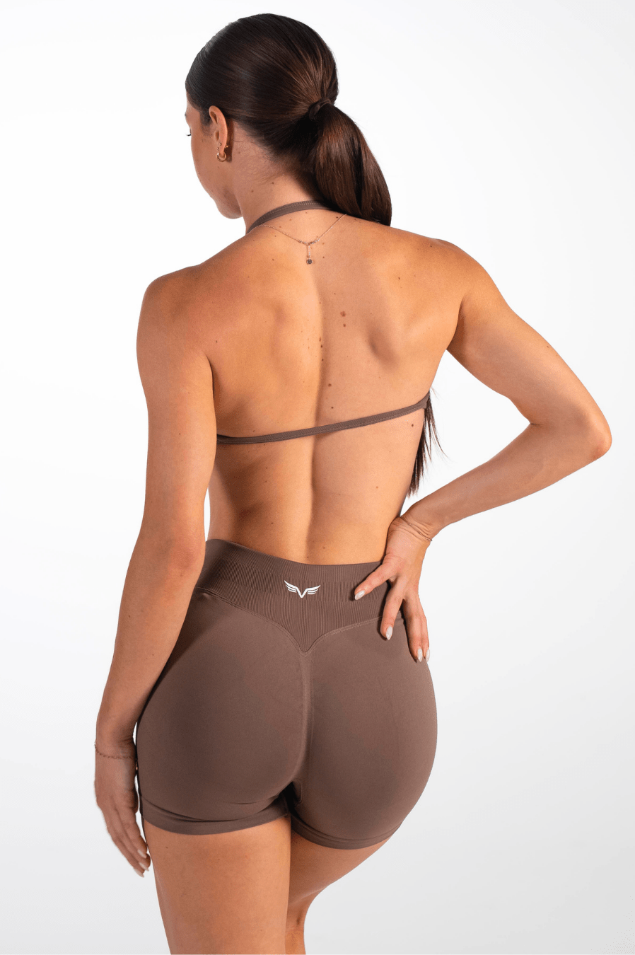 Club Athletica Flex Seamless Scrunch Shorts Coffee Brown