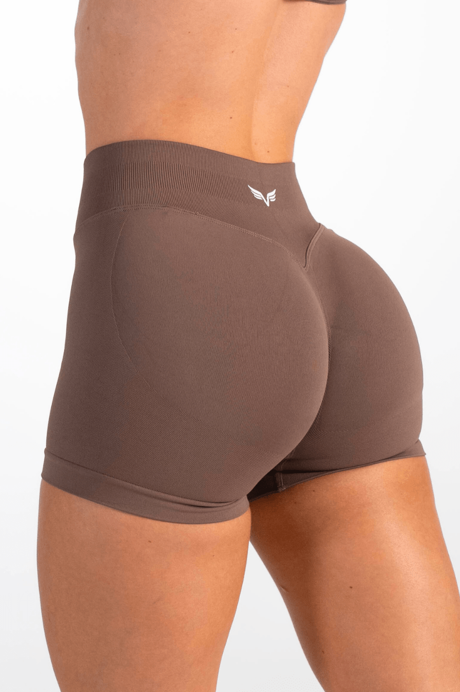 Club Athletica Flex Seamless Scrunch Shorts Coffee Brown