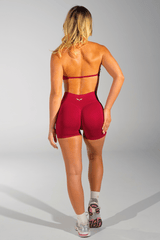 Club Athletica Flex Seamless Ruched Crop Top Festive Red
