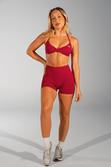 Club Athletica Flex Seamless Ruched Crop Top Festive Red