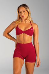 Club Athletica Flex Seamless Ruched Crop Top Festive Red