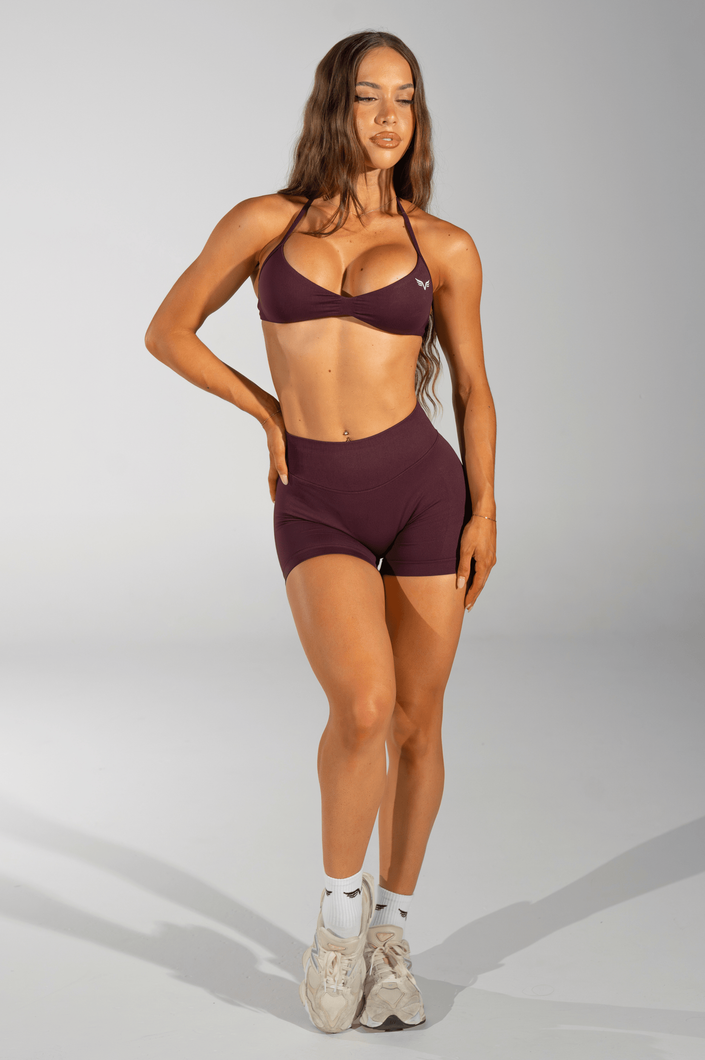 Club Athletica Flex Seamless Ruched Crop Top Mocha Velvet
