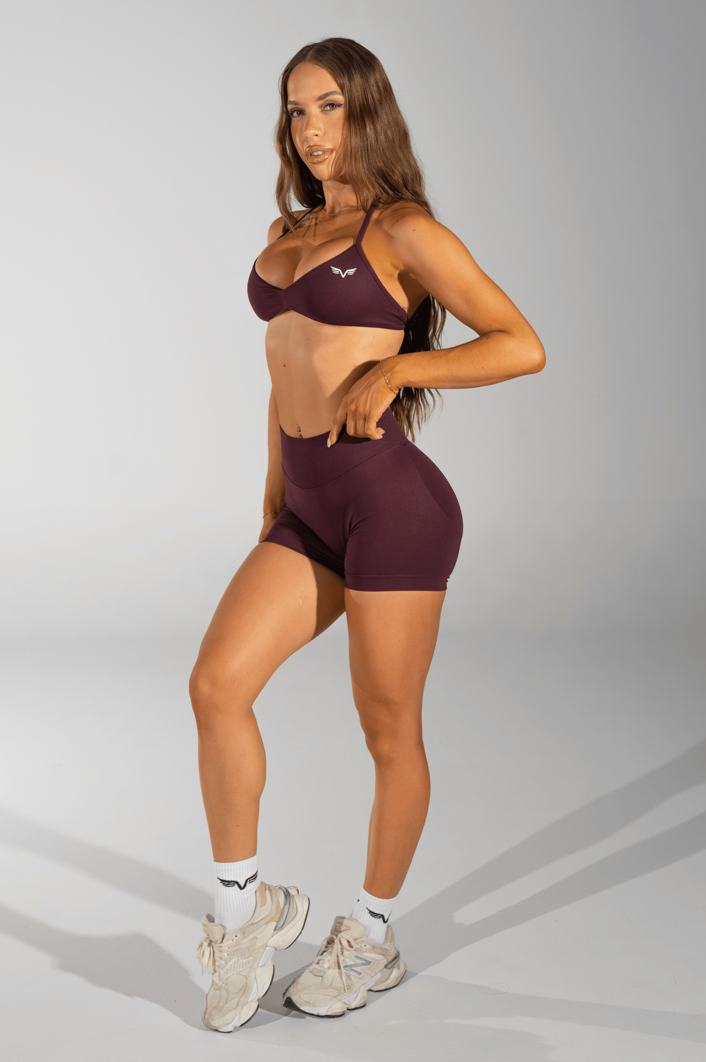 Club Athletica Flex Seamless Scrunch Bum Shorts Mocha Velvet