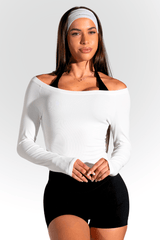 Club Athletica Off Shoulder Long Sleeve White