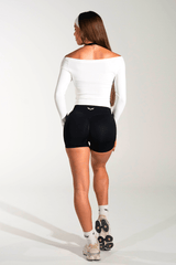 Club Athletica Off Shoulder Long Sleeve White