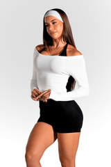 Club Athletica Off Shoulder Long Sleeve White