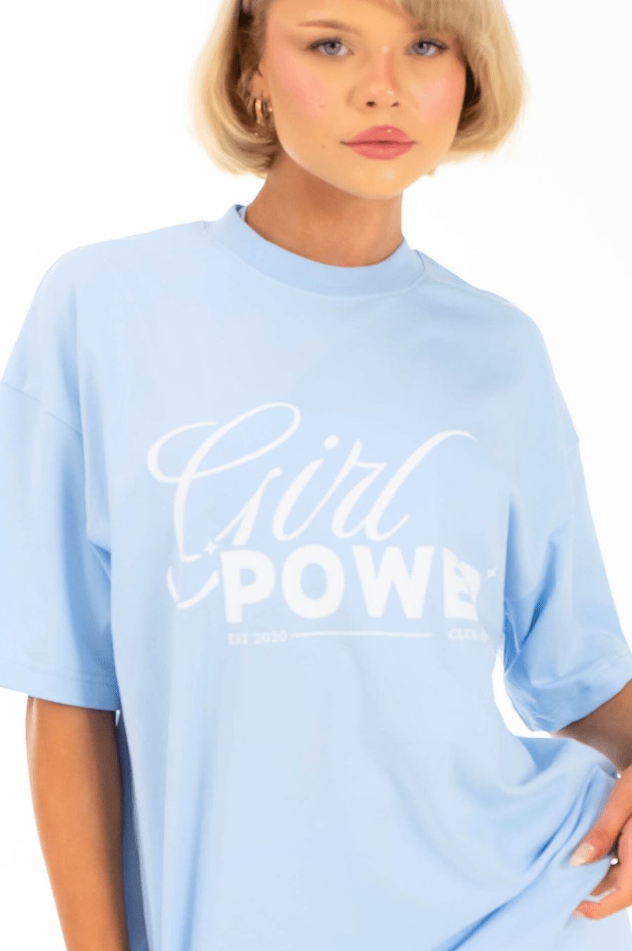 Club Athletica Oversized Tee Ice Blue/White