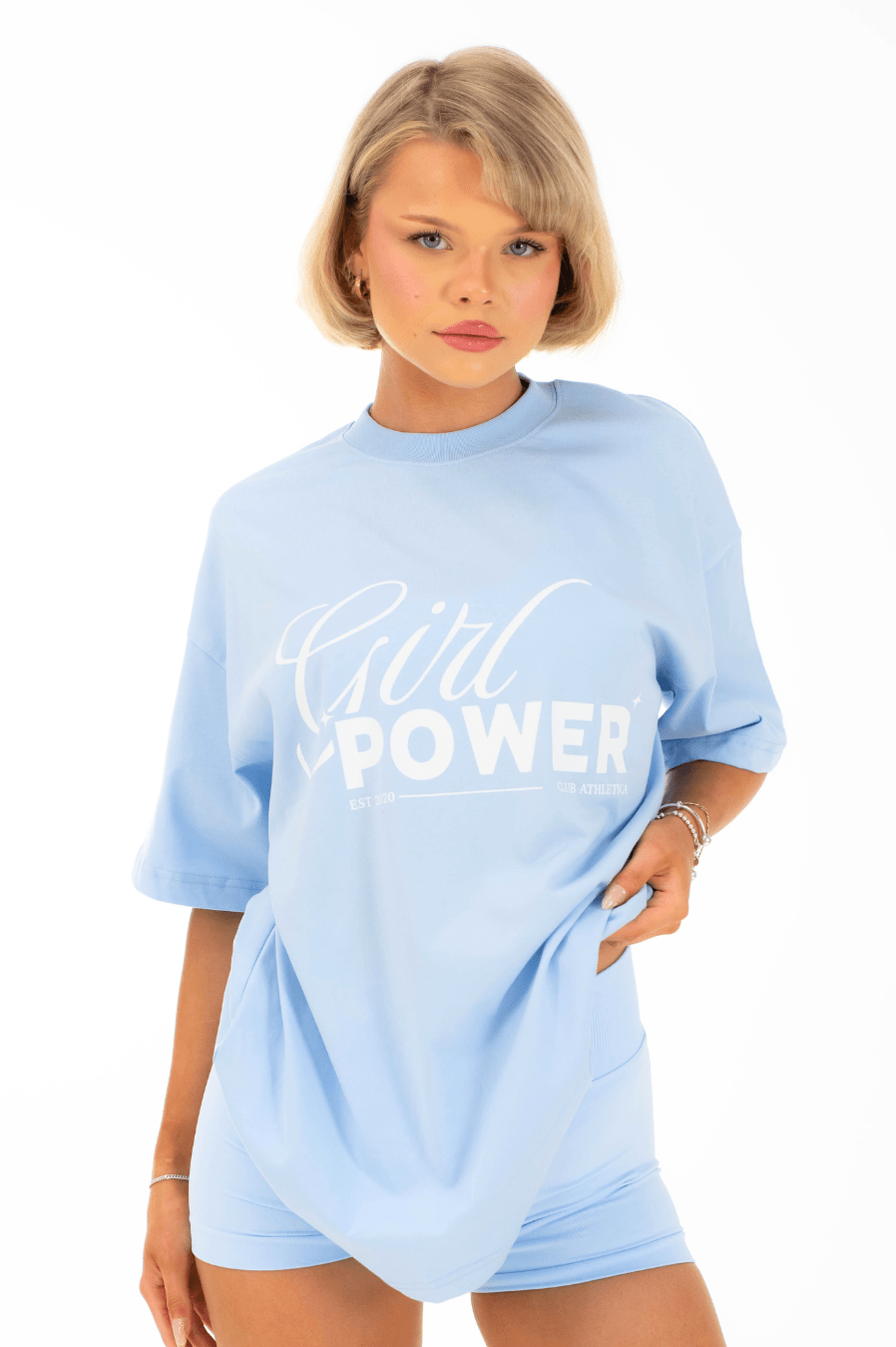 Club Athletica Oversized Tee Ice Blue/White
