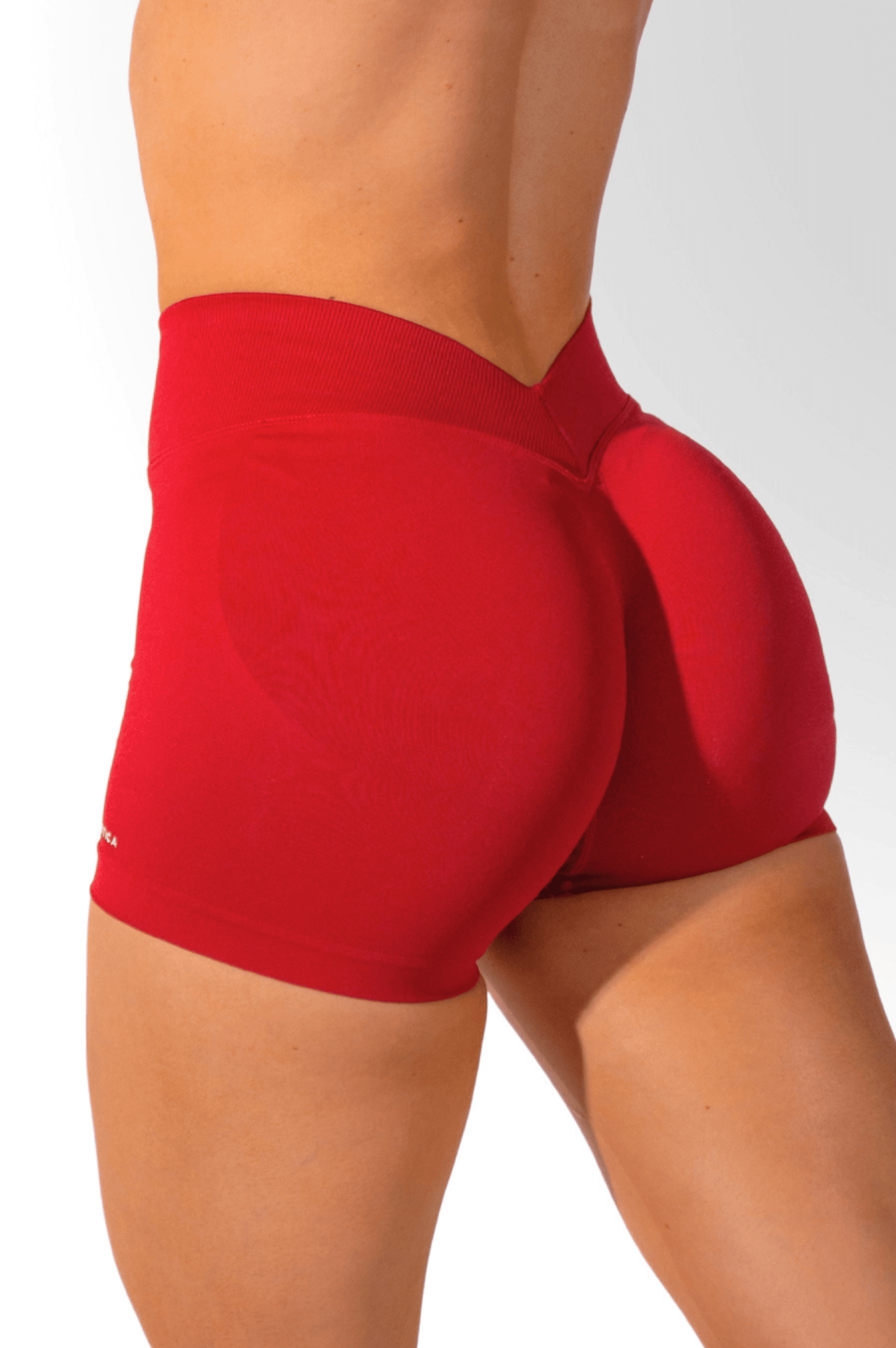 Club Athletica Sculptura V Back Seamless Scrunch Shorts Red