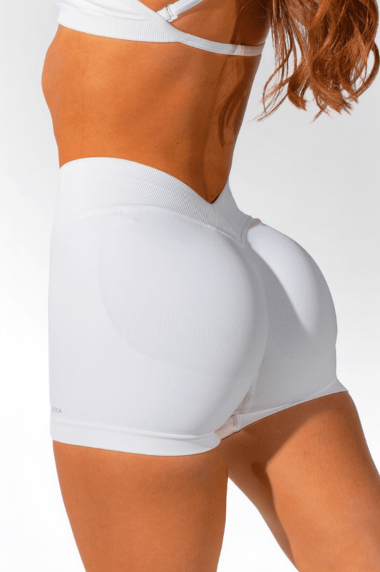 Club Athletica Sculptura V Back Seamless Scrunch Shorts White
