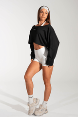 Club Athletica Slouchy Cropped Long Sleeve Black Tee