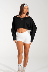 Club Athletica Slouchy Cropped Long Sleeve Black Tee
