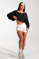 Club Athletica Slouchy Cropped Long Sleeve Black Tee