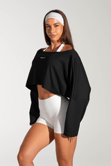 Club Athletica Slouchy Cropped Long Sleeve Black Tee