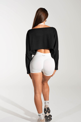 Club Athletica Slouchy Cropped Long Sleeve Black Tee