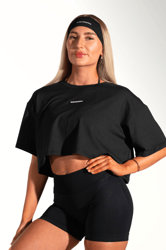 Club Athletica Slouchy Cropped Tee Black