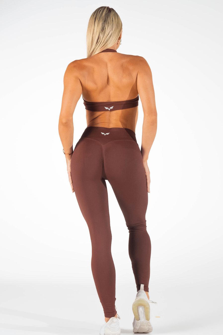 Club Athletica Flex Seamless Halter Sports Bra Cocoa Brown