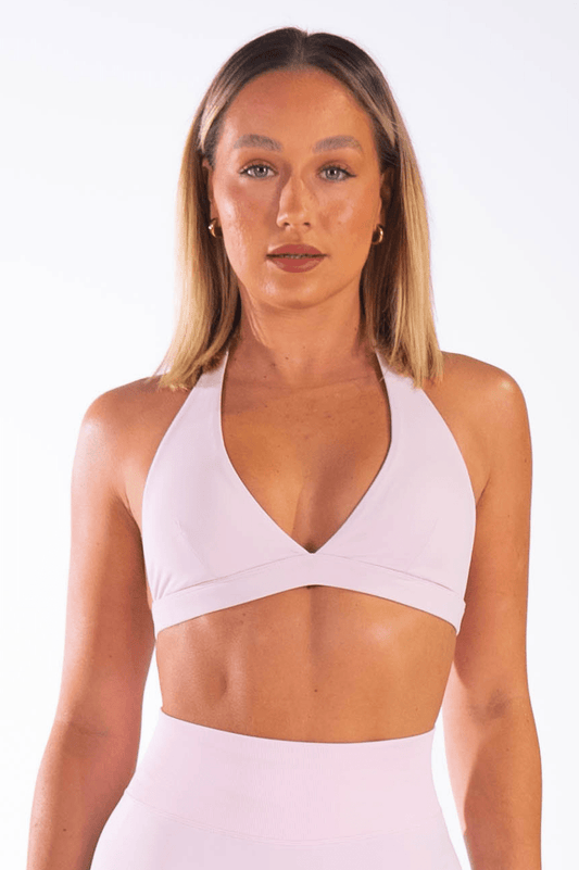 Classy Triangle Halter Bralette Petal Pink