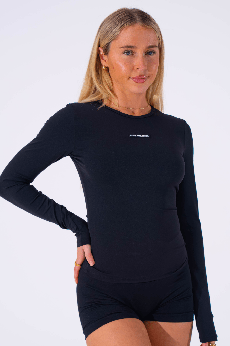Classy Seamless Long Sleeve Compression Tee Black
